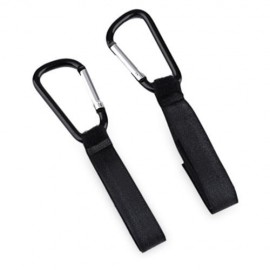 2PCS STROLLER MAGIC STRAP HANGER PUSHCHAIR HOOKS (BLACK)