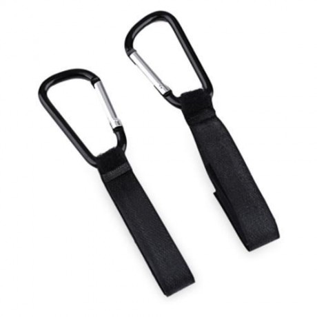 2PCS STROLLER MAGIC STRAP HANGER PUSHCHAIR HOOKS (BLACK)