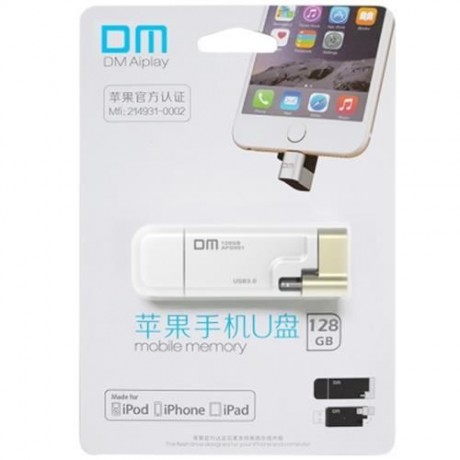 DM APD001 128GB USB 3.0 STYLISH 8 PIN OTG U DISK EXPANSION DATA TRANSMISSION FOR IPHONE / 