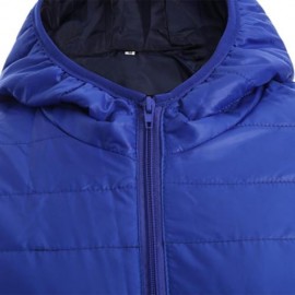 BRIEF HOODED PURE COLOR DOWN COAT FOR WOMEN (BLUE)