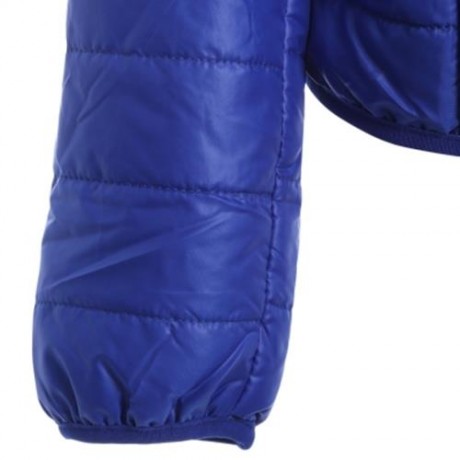 BRIEF HOODED PURE COLOR DOWN COAT FOR WOMEN (BLUE)