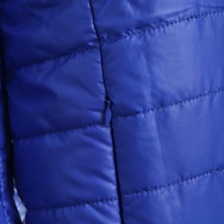 BRIEF HOODED PURE COLOR DOWN COAT FOR WOMEN (BLUE)