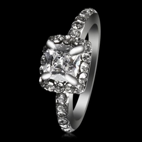 FASHION SHOW TEMPERAMENT ELEGANT JEWELRY WHITE SAPPHIRE SILVER FILLED WEDDING RING FOR GIR