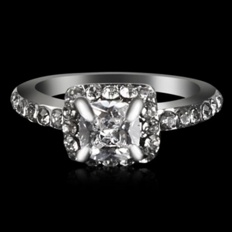 FASHION SHOW TEMPERAMENT ELEGANT JEWELRY WHITE SAPPHIRE SILVER FILLED WEDDING RING FOR GIR