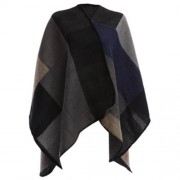 FASHIONABLE COLOR BLOCK CLOAK DESIGN LADIES WARM SCARF (GREEN)