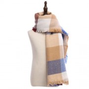 CASUAL DUAL USE GRID DESIGN LADIES WARM SCARF (BLUE)