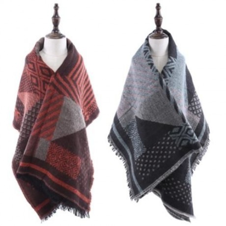 STYLISH PATTERN PRINT LADIES WARM SHAWL (GRAY)