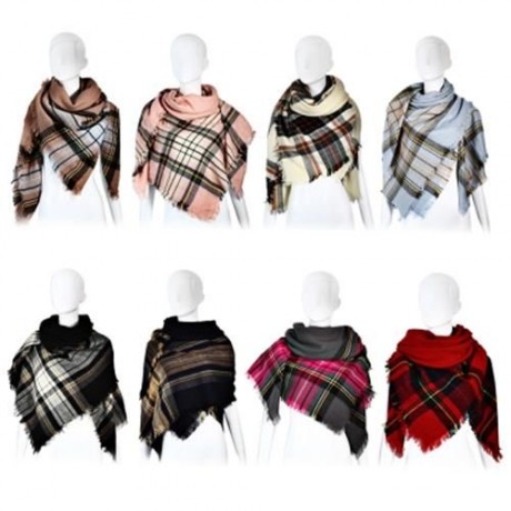 CASUAL GRID DESIGN LADIES WARM SCARF (AZURE)