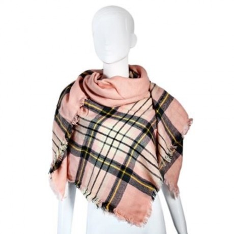 CASUAL GRID DESIGN LADIES WARM SCARF (SHALLOW PINK)