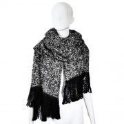 CASUAL DUAL USE TASSEL OVERSIZE LADIES WARM SCARF (BLACK)