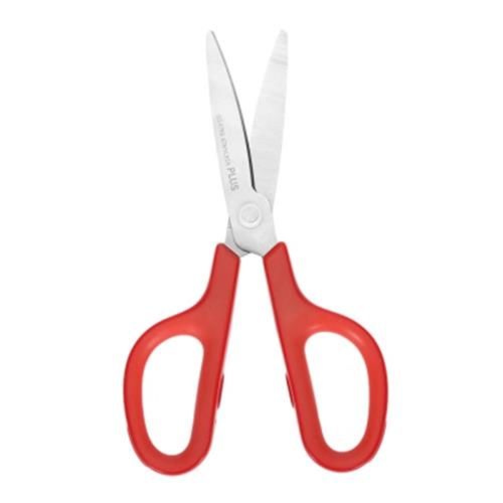 PLUS SKID RESISTANCE STAINLESS STEEL SCISSORS PAPER CUTTING OFFICE STATIONERY (RED)