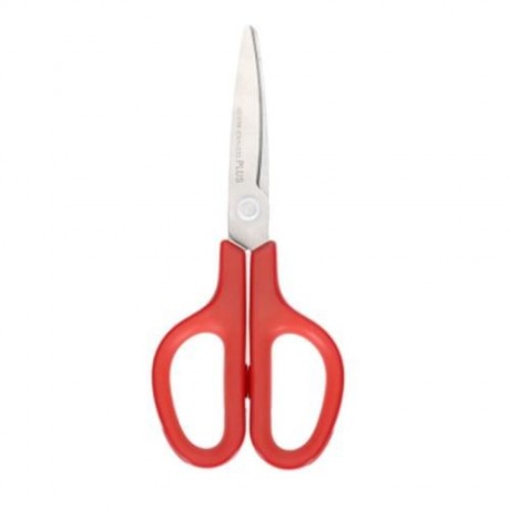 PLUS SKID RESISTANCE STAINLESS STEEL SCISSORS PAPER CUTTING OFFICE STATIONERY (RED)