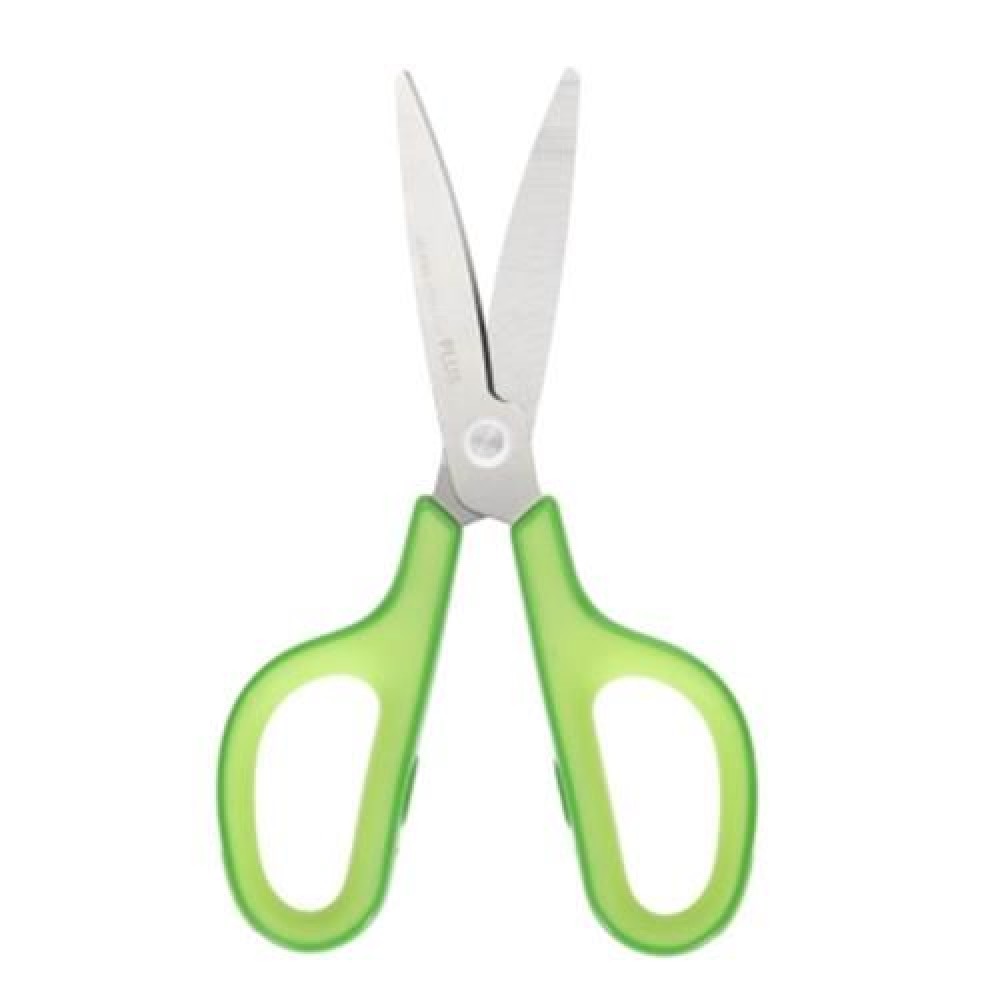 PLUS SKID RESISTANCE STAINLESS STEEL SCISSORS PAPER CUTTING OFFICE STATIONERY (GREEN)