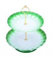 2-TIER STAINLESS STEEL FRUIT CUPCAKE PLATE STAND PASTRY TRAY FOR PARTY WEDDING BIRTHDAY (G