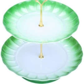 2-TIER STAINLESS STEEL FRUIT CUPCAKE PLATE STAND PASTRY TRAY FOR PARTY WEDDING BIRTHDAY (G