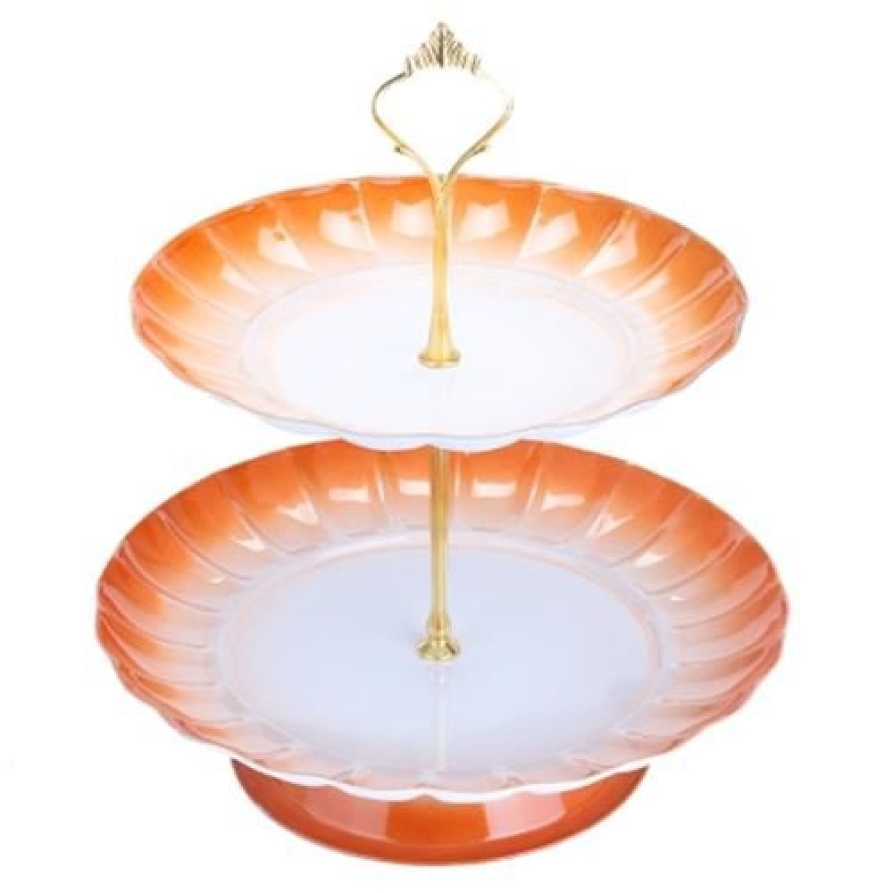 2-TIER STAINLESS STEEL FRUIT CUPCAKE PLATE STAND PASTRY TRAY FOR PARTY WEDDING BIRTHDAY (S 2-TIER STAINLESS STEEL FRUIT CUPCAKE PLATE STAND PASTRY TRAY FOR PARTY WEDDING BIRTHDAY (S