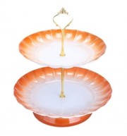 2-TIER STAINLESS STEEL FRUIT CUPCAKE PLATE STAND PASTRY TRAY FOR PARTY WEDDING BIRTHDAY (S