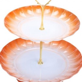2-TIER STAINLESS STEEL FRUIT CUPCAKE PLATE STAND PASTRY TRAY FOR PARTY WEDDING BIRTHDAY (S