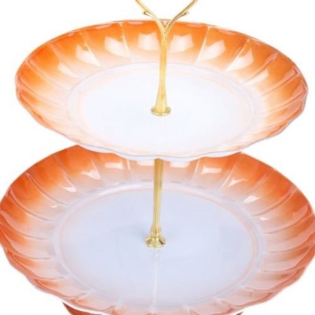 2-TIER STAINLESS STEEL FRUIT CUPCAKE PLATE STAND PASTRY TRAY FOR PARTY WEDDING BIRTHDAY (S