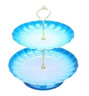 2-TIER STAINLESS STEEL FRUIT CUPCAKE PLATE STAND PASTRY TRAY FOR PARTY WEDDING BIRTHDAY (B