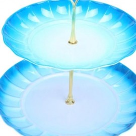 2-TIER STAINLESS STEEL FRUIT CUPCAKE PLATE STAND PASTRY TRAY FOR PARTY WEDDING BIRTHDAY (B