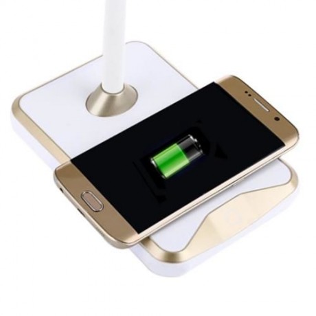 DC 5V 5W 550LM EYE-PROTECTION LED TABLE LAMP WITH WIRELESS DESKTOP CHARGER (WHITE)