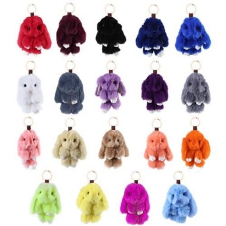 STYLISH LONG EAR DESIGN KEY RING RABBIT CAR PENDANT ACCESSORY (LIGHT GRAY)
