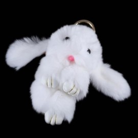STYLISH LONG EAR DESIGN KEY RING RABBIT CAR PENDANT ACCESSORY (WHITE)