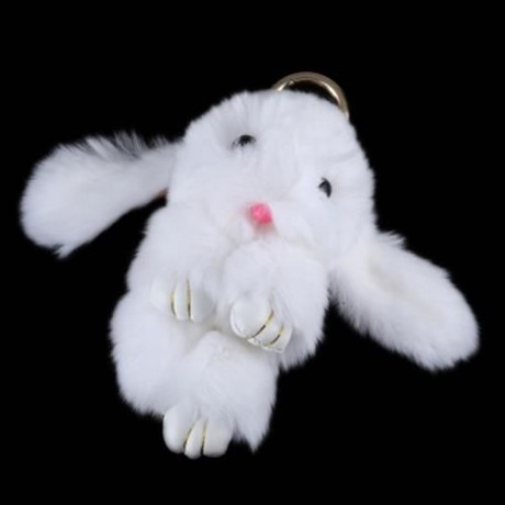 STYLISH LONG EAR DESIGN KEY RING RABBIT CAR PENDANT ACCESSORY (WHITE)