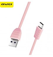 AWEI CL - 985 TYPE-C NYLON BRAIDED TRANSFER DATA SYNCHRONIZATION CHARGING CORD 1M (ROSE GO