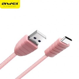 AWEI CL - 985 TYPE-C NYLON BRAIDED TRANSFER DATA SYNCHRONIZATION CHARGING CORD 1M (ROSE GO