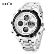 6.11 8128 LED MALE DUAL MOVT SPORT WATCH CHRONOGRAPH ALARM CALENDAR MEN WRISTWATCH (WHITE)