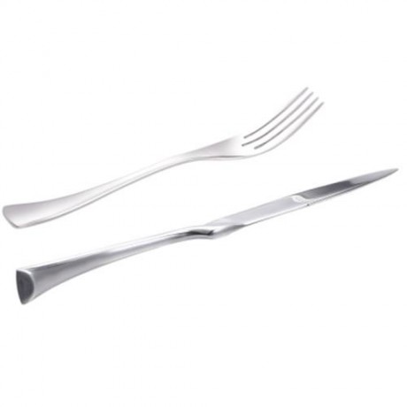 4PCS STAINLESS STEEL SPOON FORK KNIFE CUTLERY DINNERWARE (SILVER)