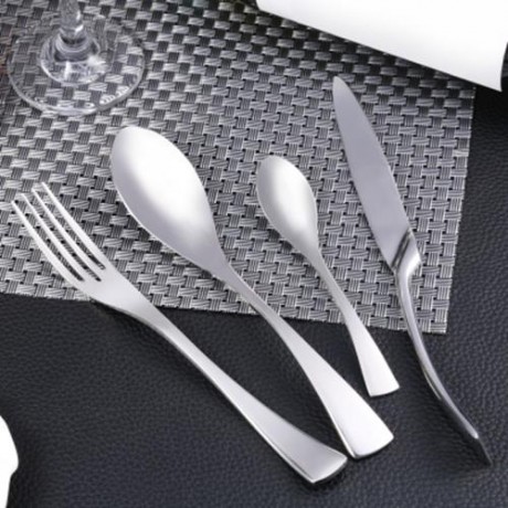 4PCS STAINLESS STEEL SPOON FORK KNIFE CUTLERY DINNERWARE (SILVER)