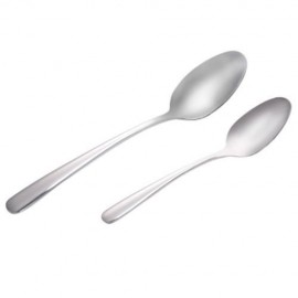 PORTABLE STAINLESS STEEL SPOON FORK KNIFE TABLEWARE SET (SILVER)