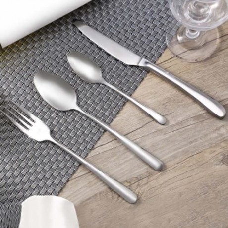 PORTABLE STAINLESS STEEL SPOON FORK KNIFE TABLEWARE SET (SILVER)