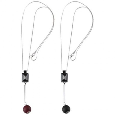 GEOMETRIC FLOWER FLORAL HOLLOW CRYSTAL EMBELLISHMENT PENDANT NECKLACE SWEATER CHAIN (RED)