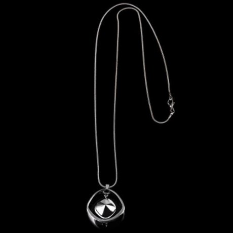 GEOMETRIC PATTERN CRYSTAL EMBELLISHMENT PENDANT NECKLACE SWEATER CHAIN (GUN METAL)