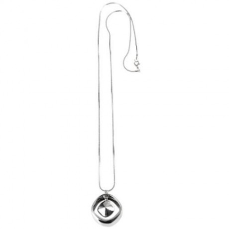 GEOMETRIC PATTERN CRYSTAL EMBELLISHMENT PENDANT NECKLACE SWEATER CHAIN (SILVER)