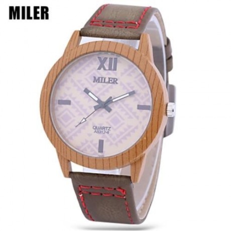 MILER 83124 UNISEX QUARTZ WATCH LEATHER BAND LUMINOUS POINTER DAILY WATER RESISTANCE WRIST