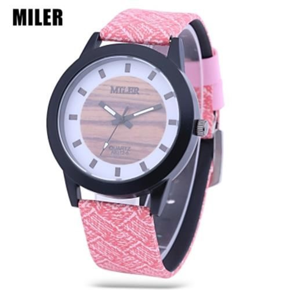 MILER 83126 UNISEX QUARTZ WATCH LEATHER BAND LUMINOUS POINTER DAILY WATER RESISTANCE WRIST