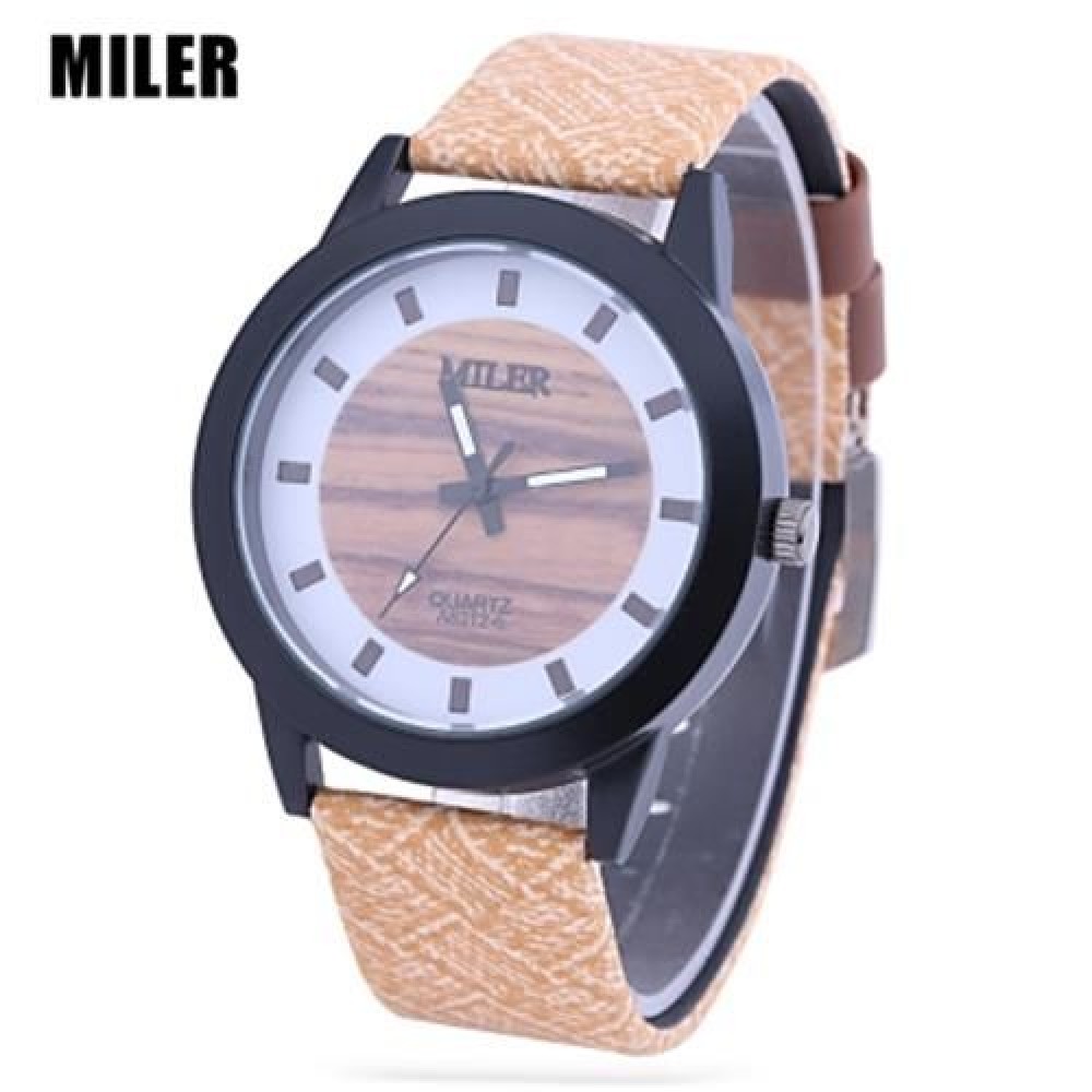 MILER 83126 UNISEX QUARTZ WATCH LEATHER BAND LUMINOUS POINTER DAILY WATER RESISTANCE WRIST