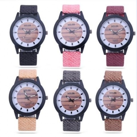MILER 83126 UNISEX QUARTZ WATCH LEATHER BAND LUMINOUS POINTER DAILY WATER RESISTANCE WRIST