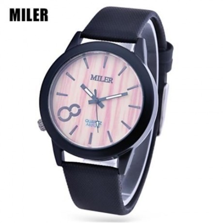 MILER 83125 UNISEX QUARTZ WATCH LEATHER BAND LUMINOUS POINTER DAILY WATER RESISTANCE WRIST