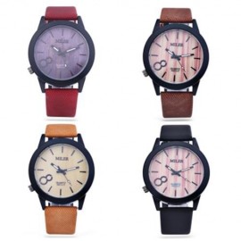 MILER 83125 UNISEX QUARTZ WATCH LEATHER BAND LUMINOUS POINTER DAILY WATER RESISTANCE WRIST