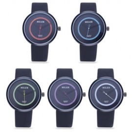 MILER 90002 UNISEX QUARTZ WATCH LEATHER BAND CONCISE DIAL DAILY WATER RESISTANCE WRISTWATC