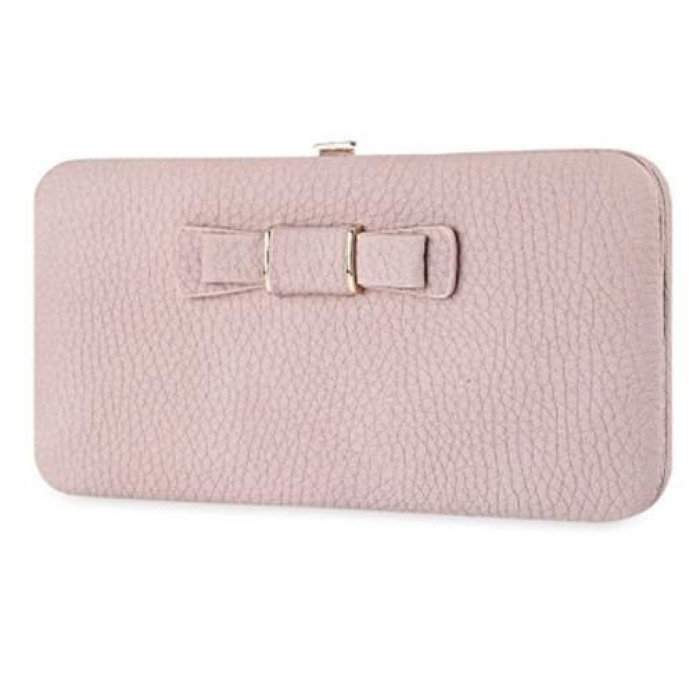 GUAPABIEN SWEET BOWKNOT ZIP AROUND PURSE FOR WOMEN (PINK)