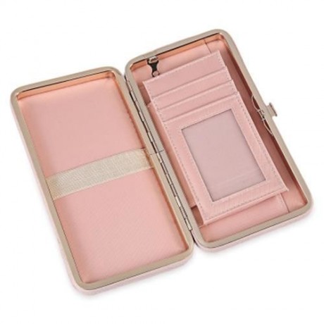 GUAPABIEN SWEET BOWKNOT ZIP AROUND PURSE FOR WOMEN (PINK)