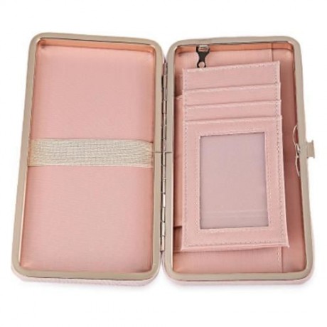 GUAPABIEN SWEET BOWKNOT ZIP AROUND PURSE FOR WOMEN (PINK)