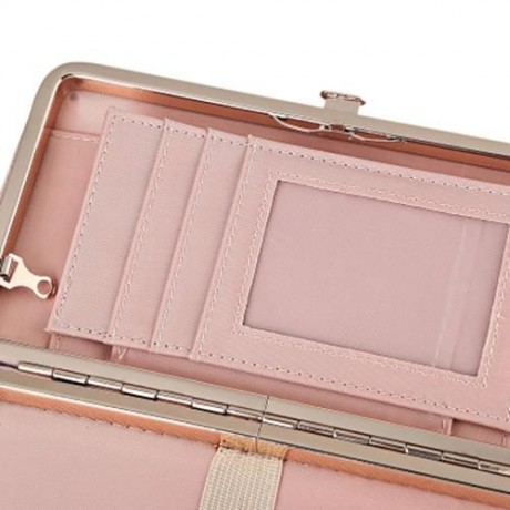 GUAPABIEN SWEET BOWKNOT ZIP AROUND PURSE FOR WOMEN (PINK)